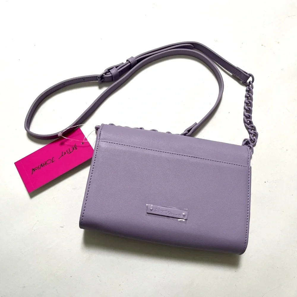 Betsey Johnson Skull Crossbody Bag Lilac Purple Studded Halloween NWT Clutch